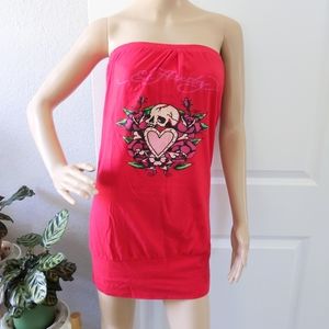 NWT ED HARDY STRAPLESS TANK TOP DRESS